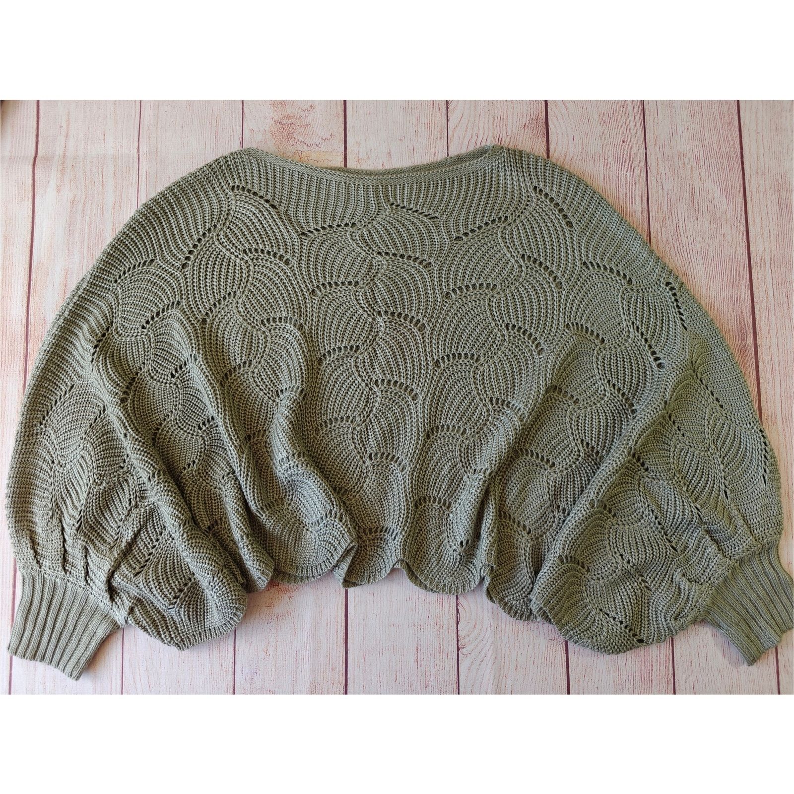Anthropologie Moon & Madison open cable knit crop oversized sweater sz XS Size XS / US 0-2 / IT 36-38 - 6 Thumbnail