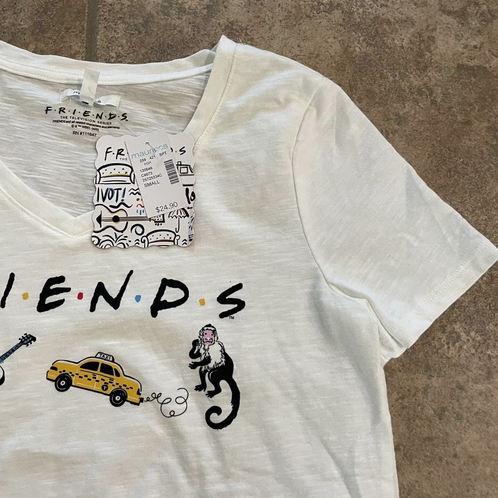 Vintage NWT Friends White V-Neck Graphic Tee Womens Size S Size S / US 4 / IT 40 - 2 Thumbnail