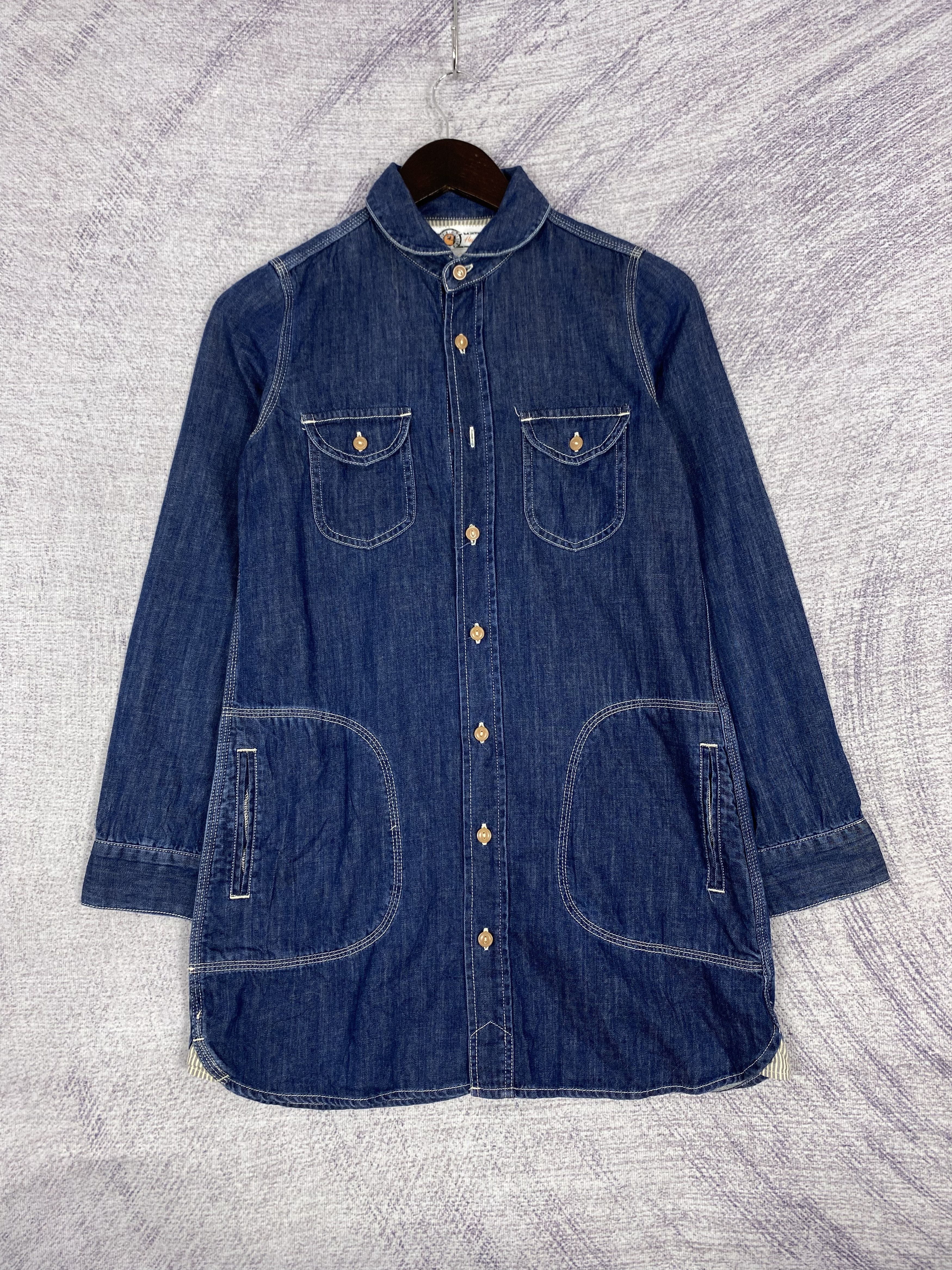 Edwin Vintage Edwin Buton Up Long Denim Jacket Size US S / EU 44-46 / 1 - 1 Thumbnail