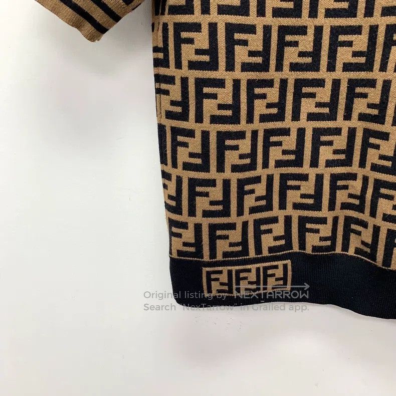 Fendi Fendi Dark brown logo letter all-over print round neck sho Size XXS / US 00 / IT 34 - 4 Thumbnail