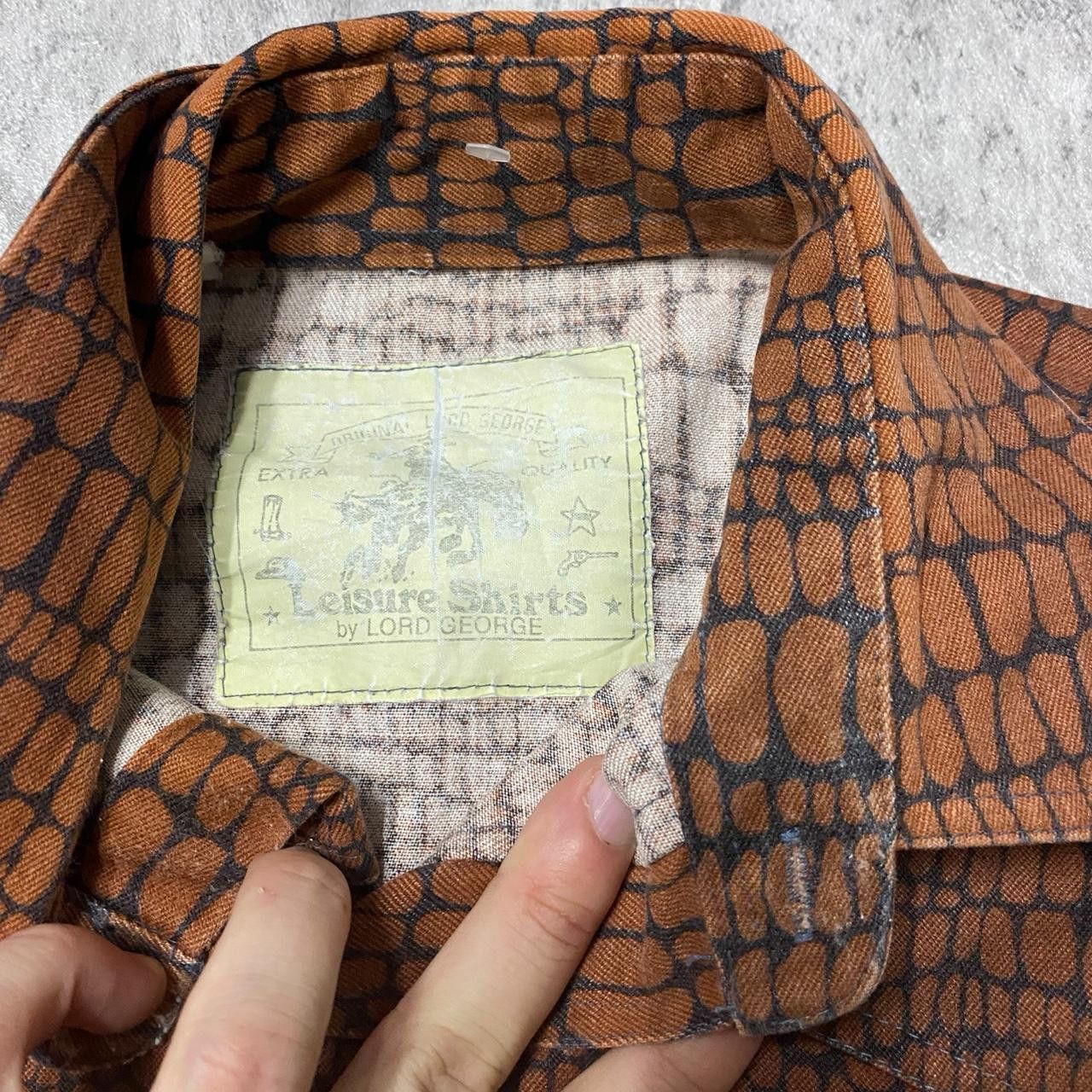Other Brown crocodile print button-up shirt #western Size US L / EU 52-54 / 3 - 3 Thumbnail