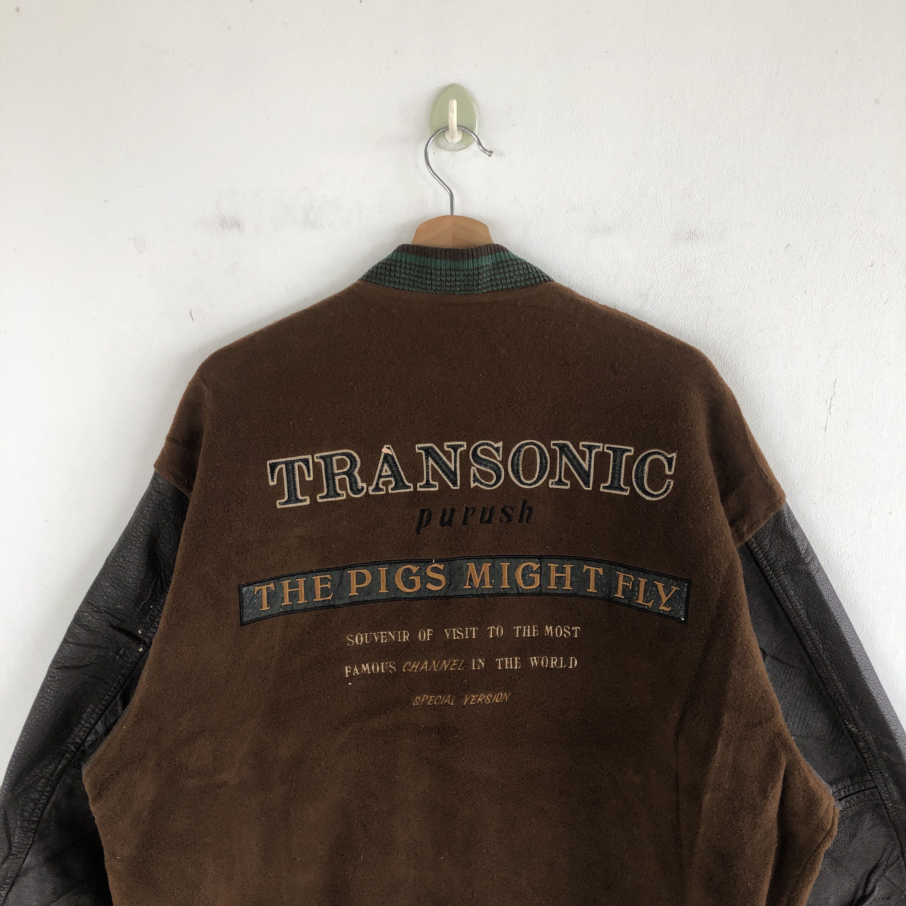 Japanese Brand × Vintage Vintage Transonic Varsity Jackets Leather Wool Jacket Size US L / EU 52-54 / 3 - 3 Thumbnail