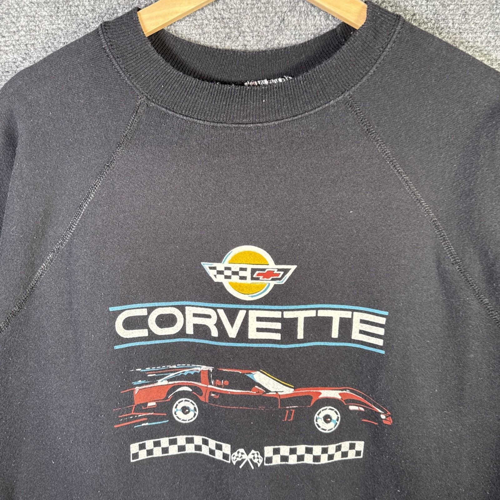 Hanes Vintage Chevrolet Sweatshirt Mens Large Black 90s Corvette Size US L / EU 52-54 / 3 - 2 Thumbnail
