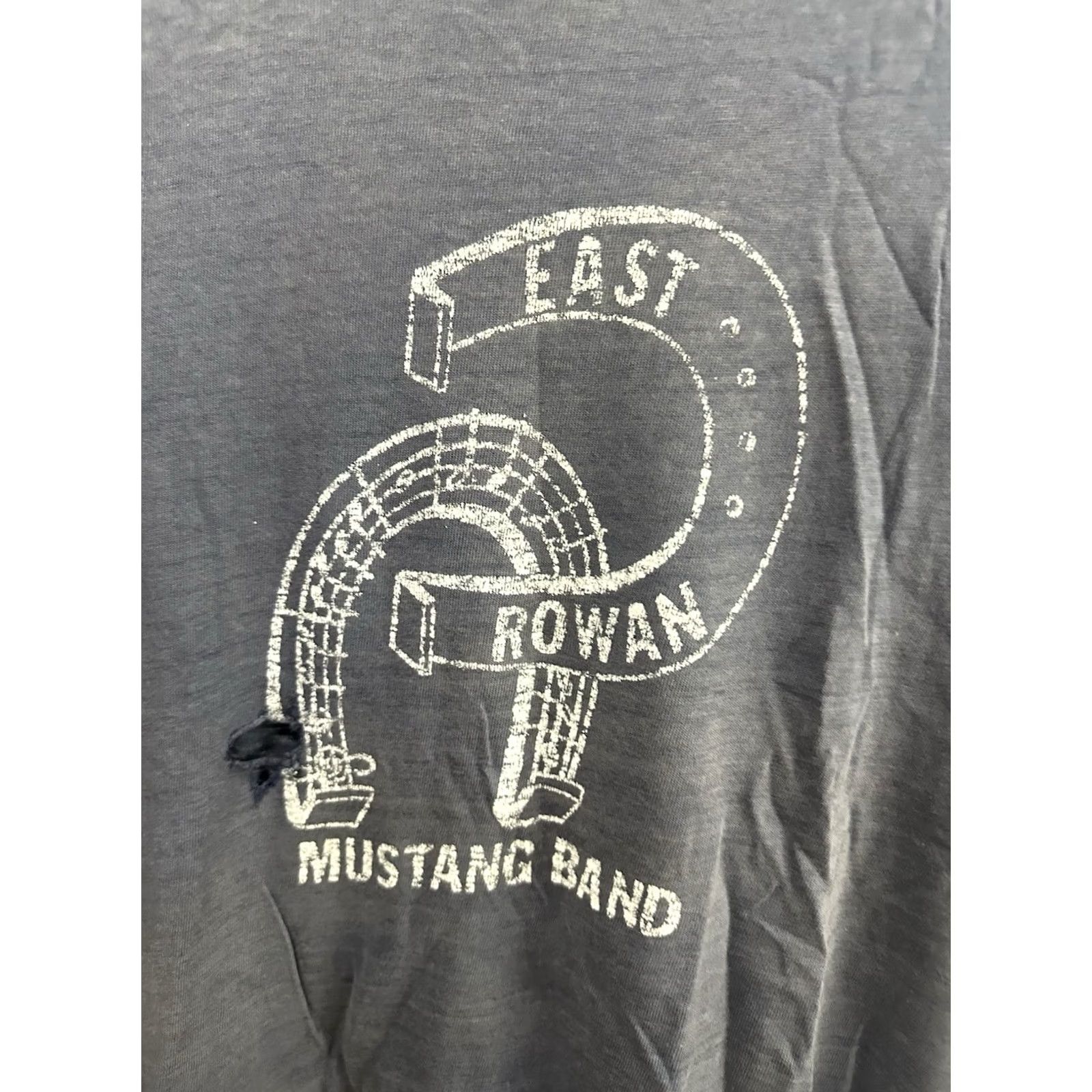 Hanes VTG 70s Rowan Mustang Band Gradient Sun Faded Worn Soft True Vintage T-Shirt M Navy Mens Shirt 70s Distressed Merch Hanes Size US M / EU 48-50 / 2 - 4 Thumbnail