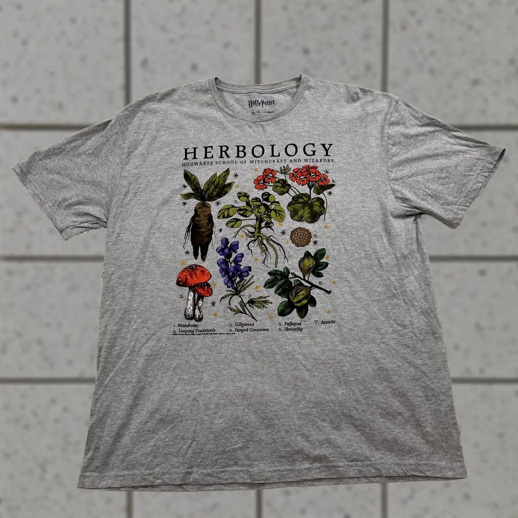 Vintage HARRY POTTER HERBOLOGY Shirt Men XL Gray Hogwarts Mandrake XL 46 48 Graphic Print Logo Crew Neck Short Sleeve Cotton Regular Size US XL / EU 56 / 4 - 1 Thumbnail
