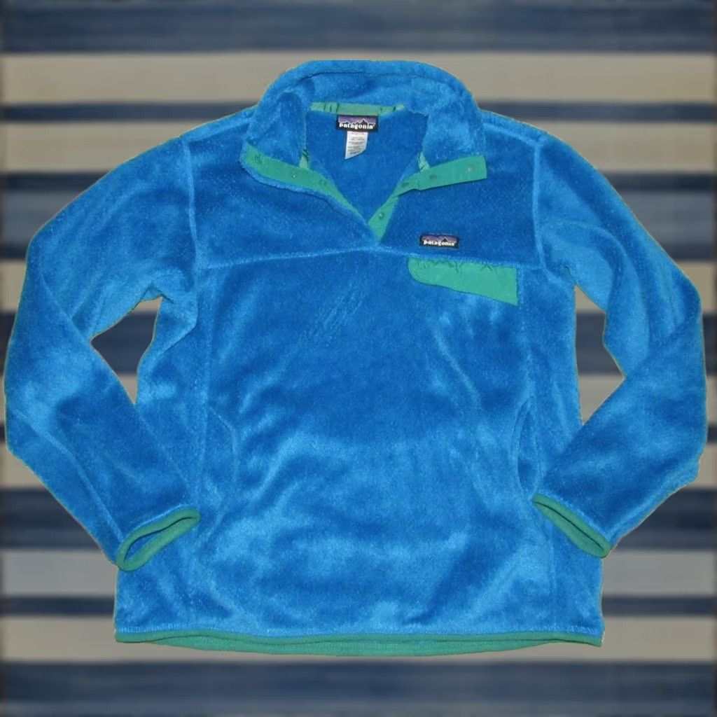 Patagonia PATAGONIA Blue Green Snap T Fleece Jacket Large Womens Size L / US 10 / IT 46 - 1 Thumbnail