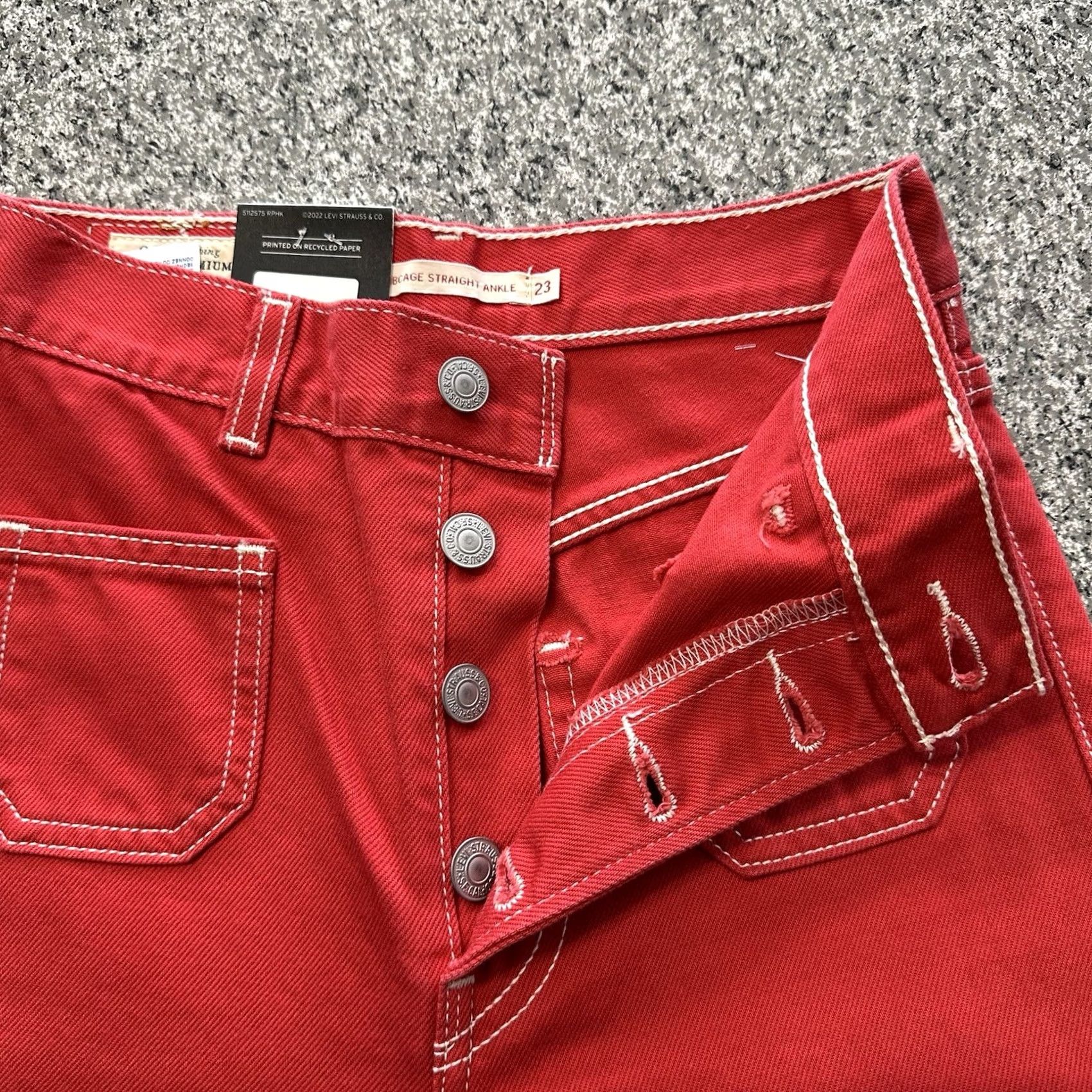 Levi's Levi's Premium Ribcage Straight Ankle Jeans Womens 23x29 High Rise Button Fly Red Size 40" / US 18 - 3 Thumbnail