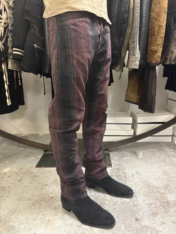 Marithe + Francois Girbaud × Vintage 2000s Marithé + François Girbaud Tartan Effect Striped Pants Size US 32 / EU 48 - 3 Thumbnail