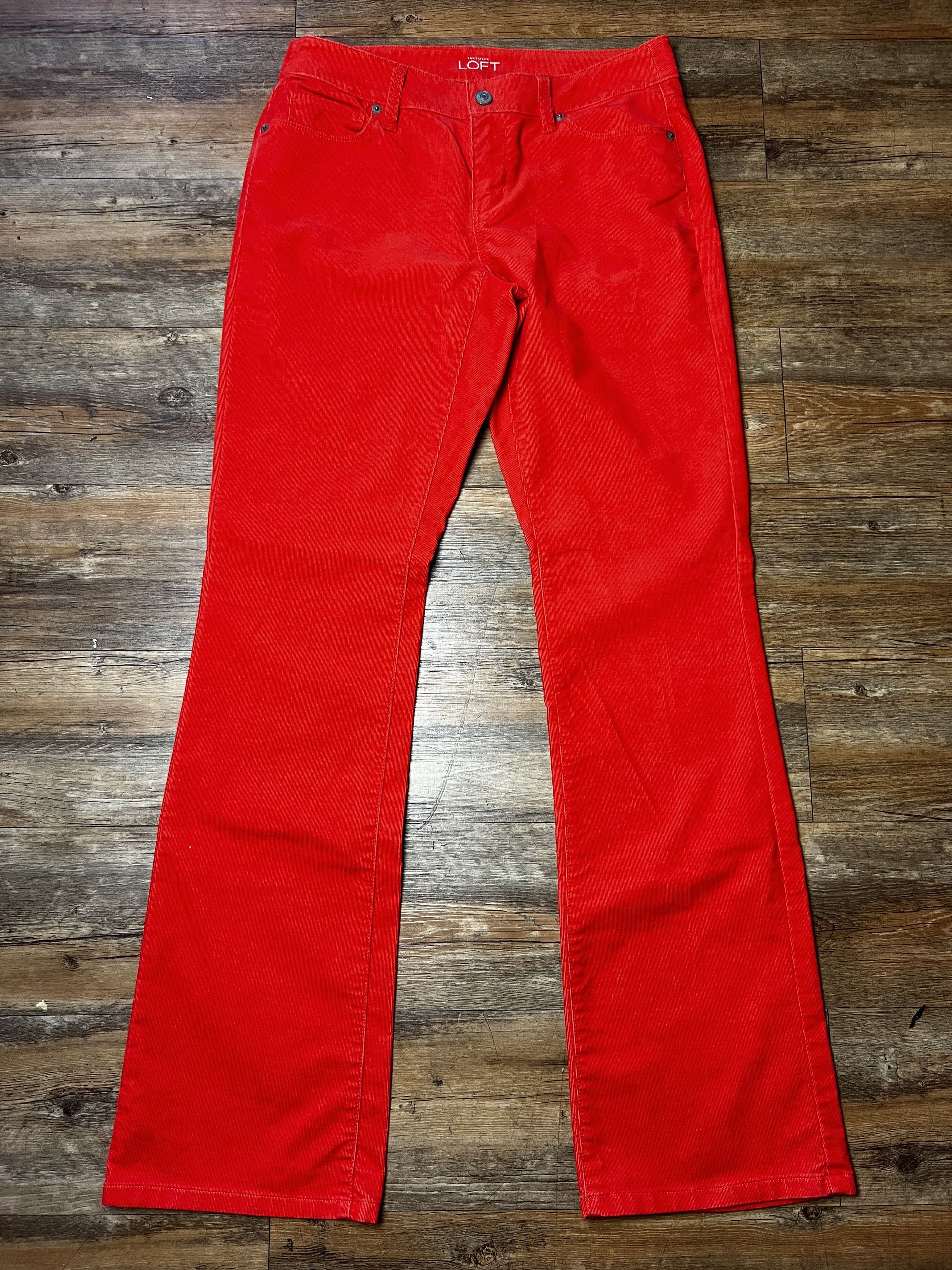 Ann Taylor Ann Taylor Loft Red Corduroy Curvy Boot Cut Jeans Size 27" / US 4 / IT 40 - 2 Thumbnail