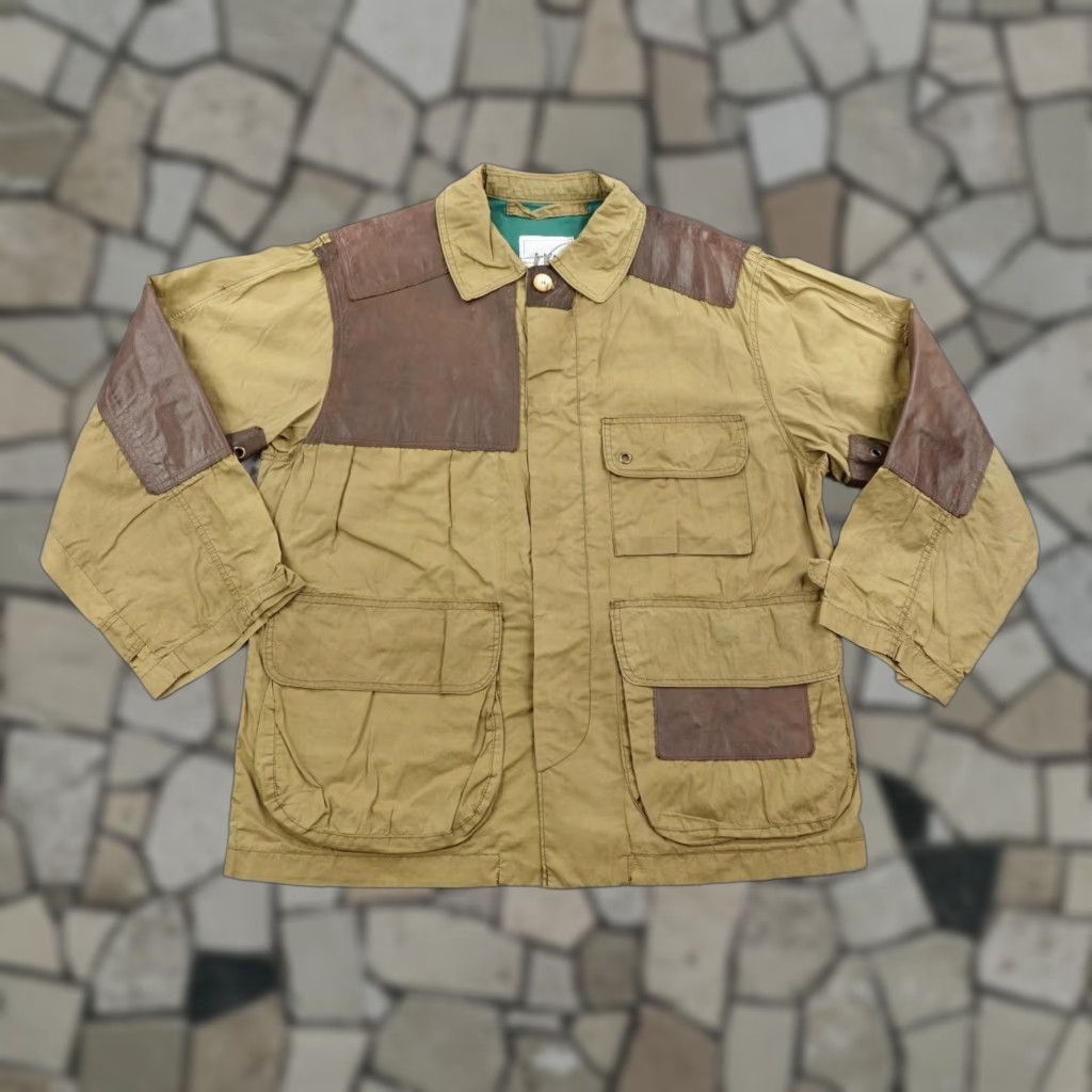 VINTAGE Henry Cottons Jacket 48 XL Brown Leather Hunting Shacket Military Shirt Men Regular Size 48 Brown Leather Hunting 90s? (Cannot assume decade)