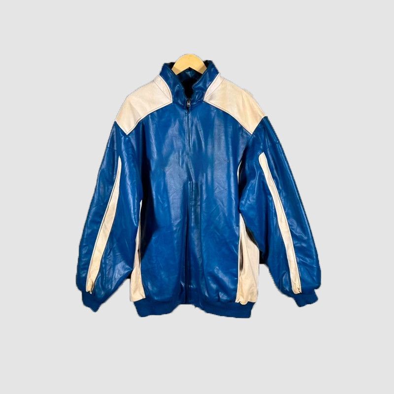 Genuine Leather 🔥💀 BLUE LEATHER JACKET OVERSIZED STREETWEAR Size US L / EU 52-54 / 3 - 1 Thumbnail