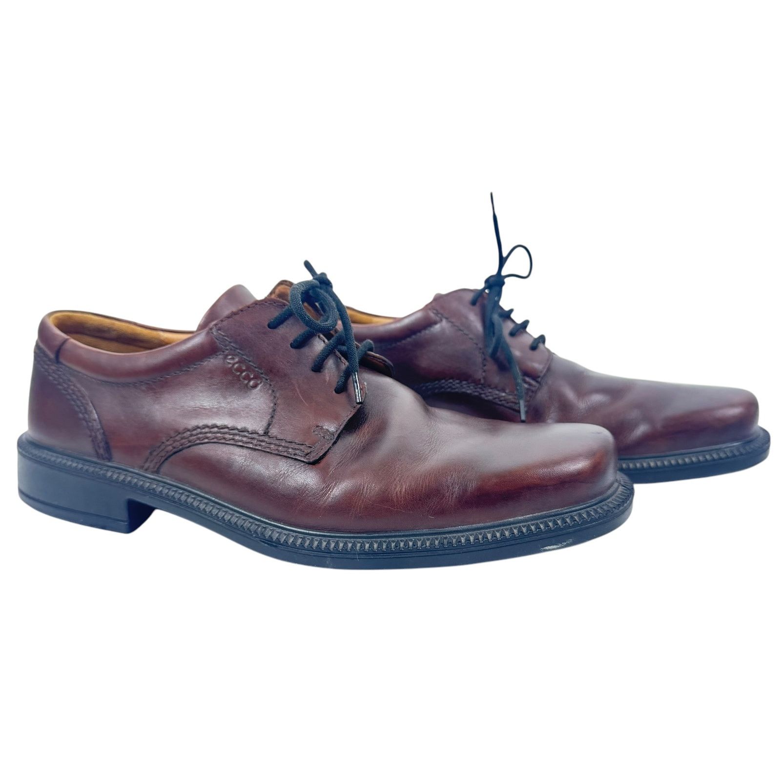 Ecco leather oxford dress shoes brown lace up comfort