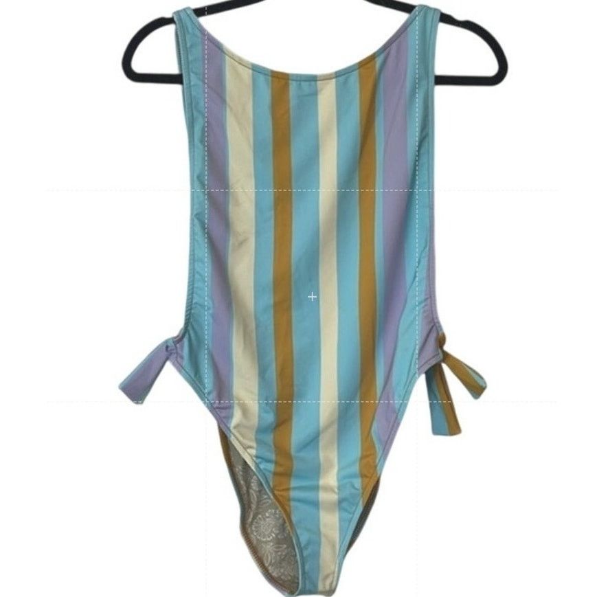 Free People New The Pamela Striped One-Piece Swimsuit $178 SMALL Blu Size S / US 4 / IT 40 - 3 Thumbnail