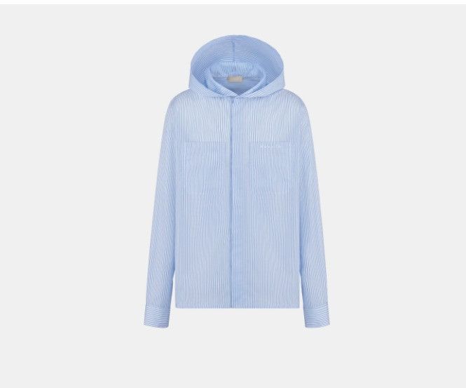 Dior o1w1db10225 483C558A5 Couture Hooded Shirt in White & Blue Size US L / EU 52-54 / 3 - 1 Thumbnail