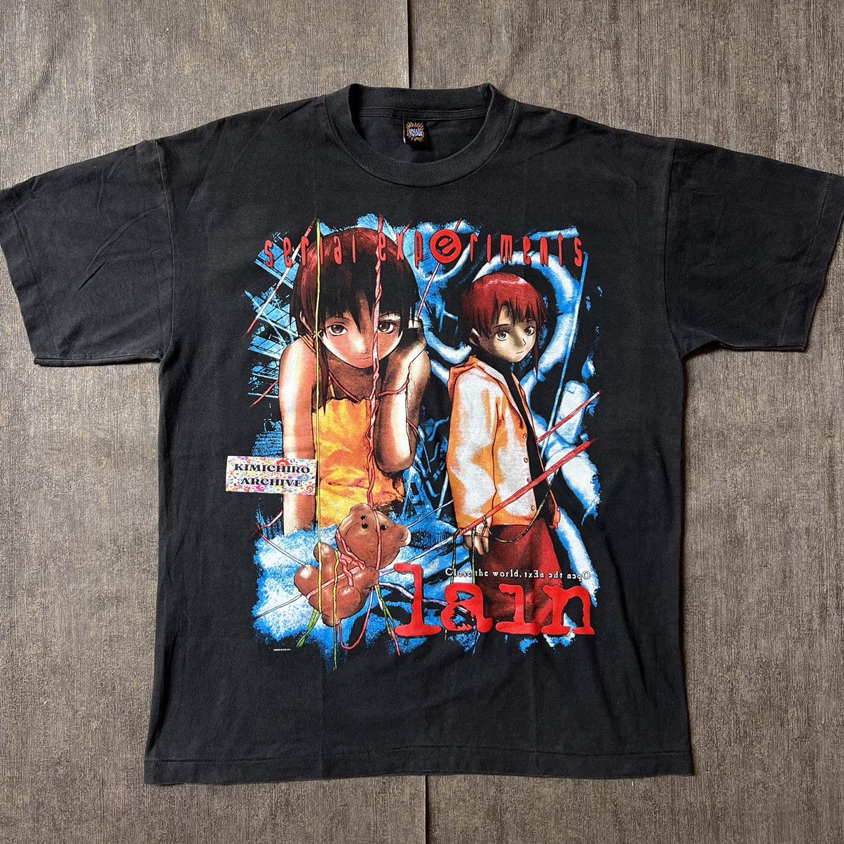 image of Lain X Serial Experiments Lain X Anime Tshirt X Rare Botlegg in Faded Black, Men's (Size XL)