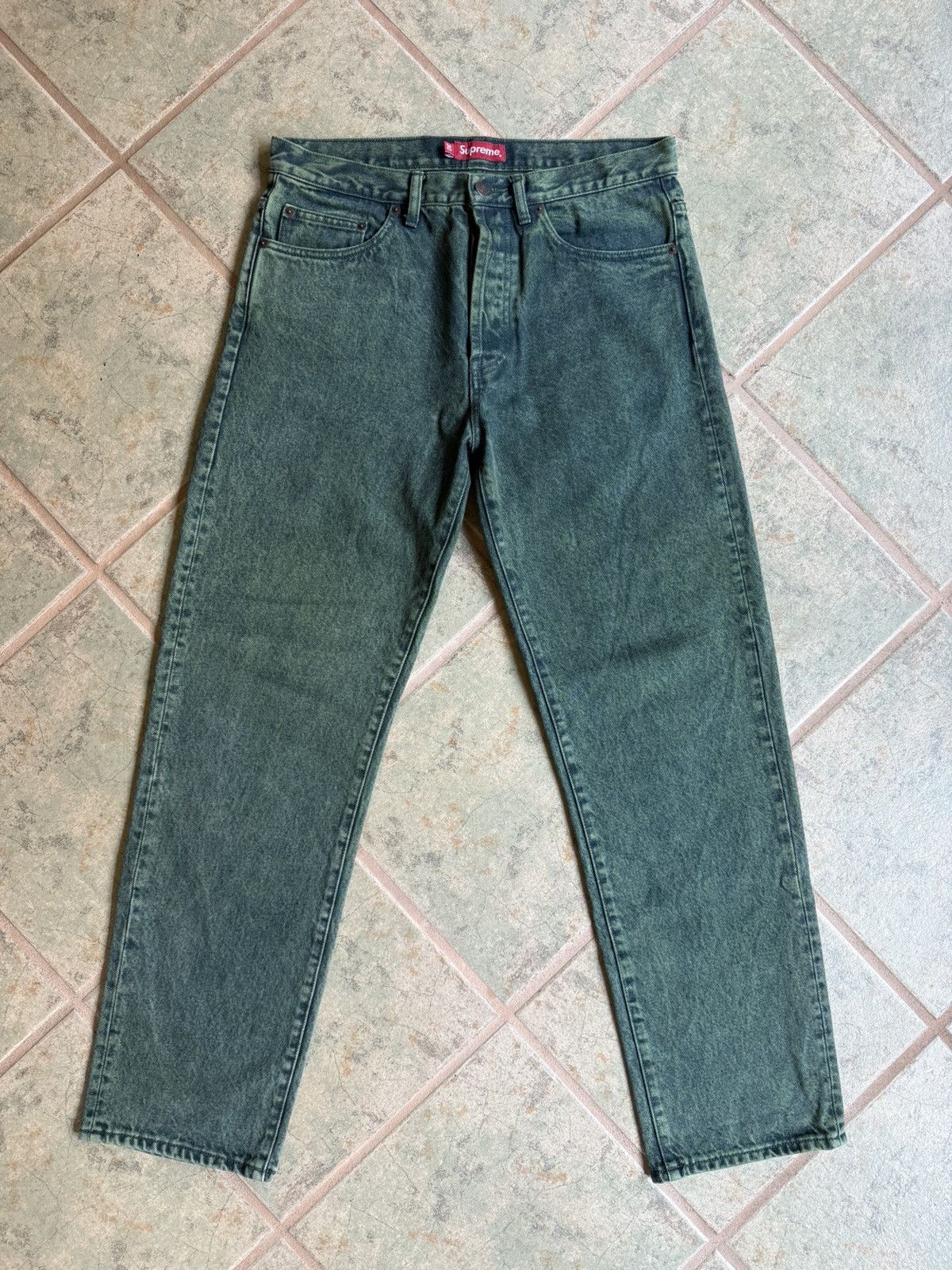 Supreme Supreme Regular Jean 'Overdyed Green' SS2023 Size US 30 / EU 46 - 1 Thumbnail
