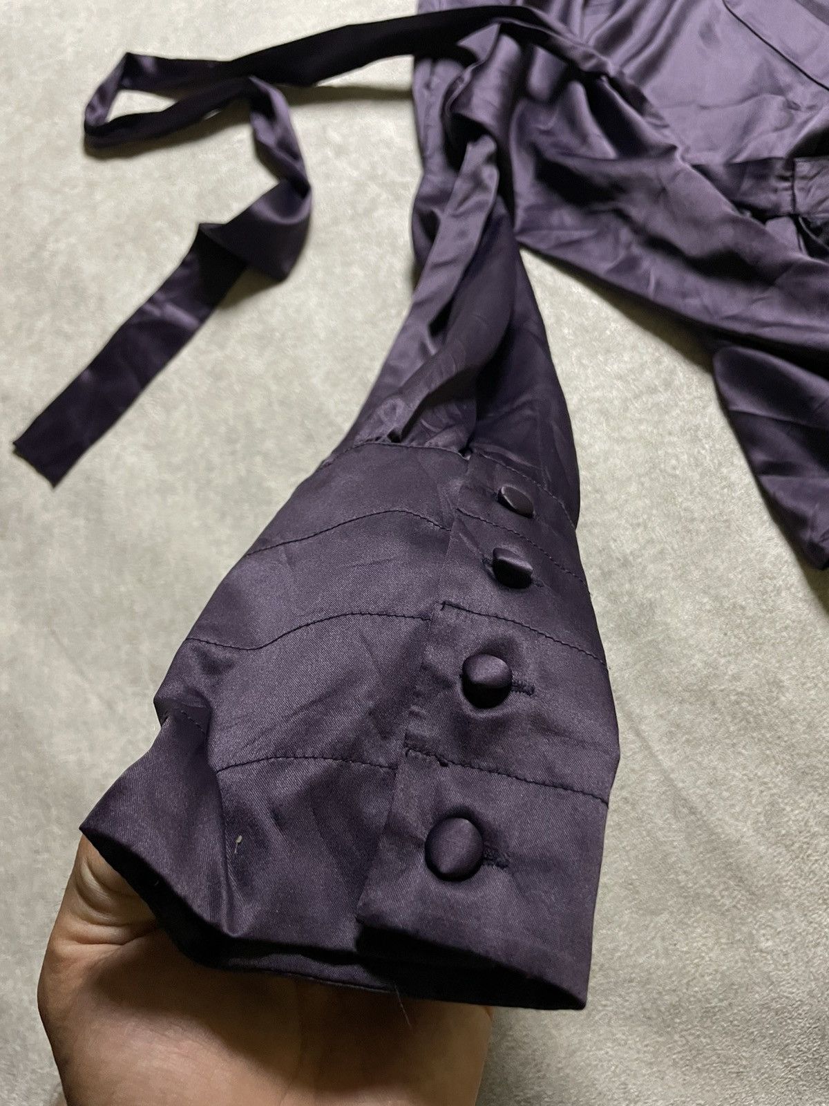 If Six Was Nine Skull Deep violet satin wrap shirt — Nosferatu energy Size US M / EU 48-50 / 2 - 6 Thumbnail