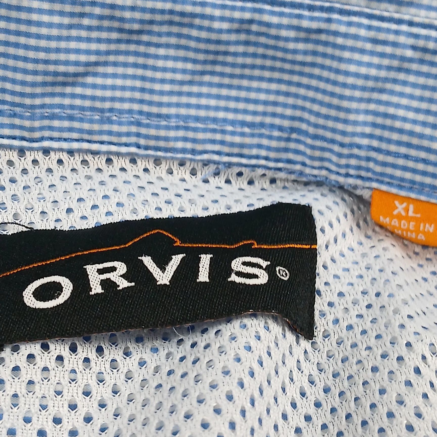 Orvis Orvis Button-Up Shirt Mens XL Extra Large Blue Check Long Sleeve Roll Tab Fishing Pocket Size US XL / EU 56 / 4 - 7 Thumbnail
