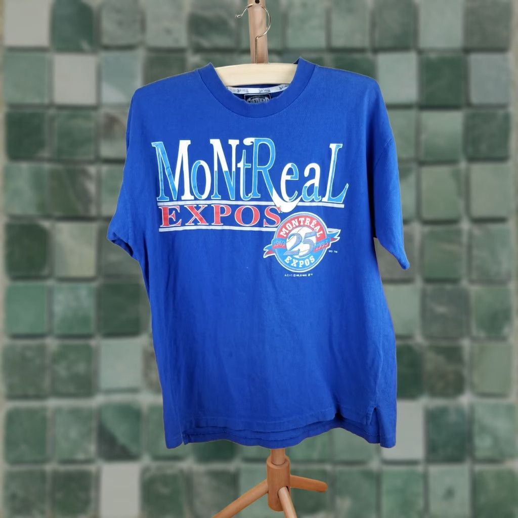 MLB VINTAGE Montreal Expos MLB Baseball T-Shirt SZ M Medium Blue Cotton Jersey Short Sleeve Round Neck Mens Boys Size US M / EU 48-50 / 2 - 1 Thumbnail