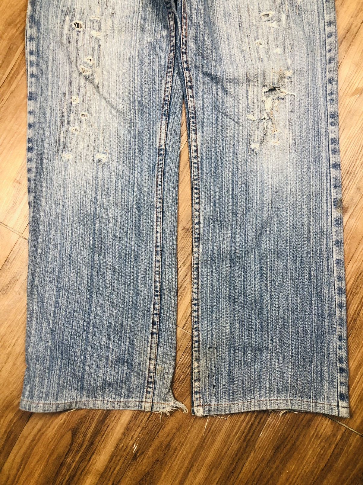 Japanese Brand Mulkul Jeans Y2K Distressed Baggy Denim (38) Size US 30 / EU 46 - 4 Thumbnail