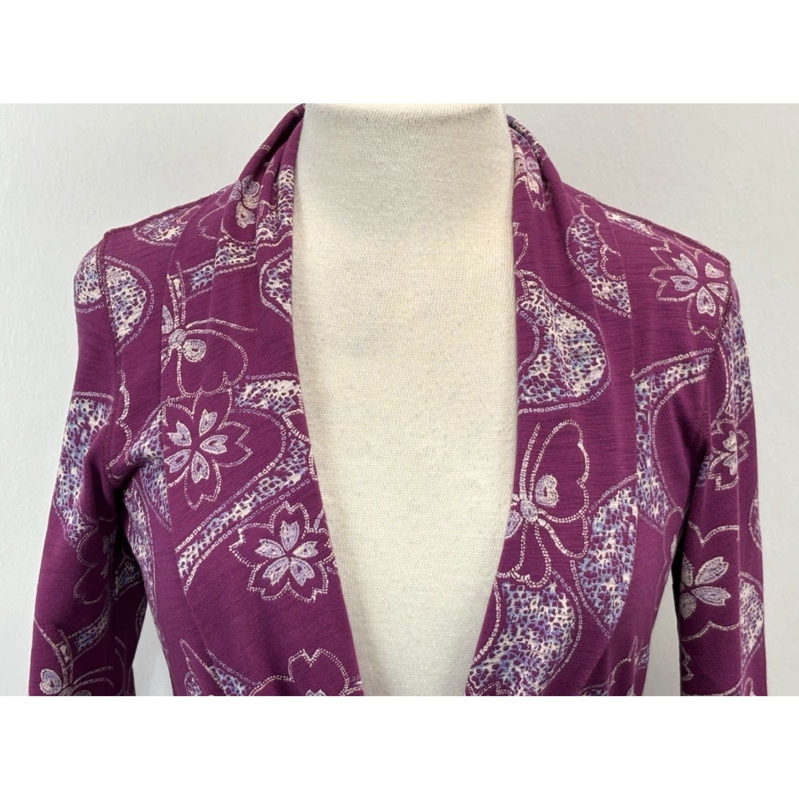 Lucky Brand VINTAGE Lucky Brand Jingo Wrap Jacket Womens Small Purple Butterfly Tie Waist Y2K Size S / US 4 / IT 40 - 5 Thumbnail