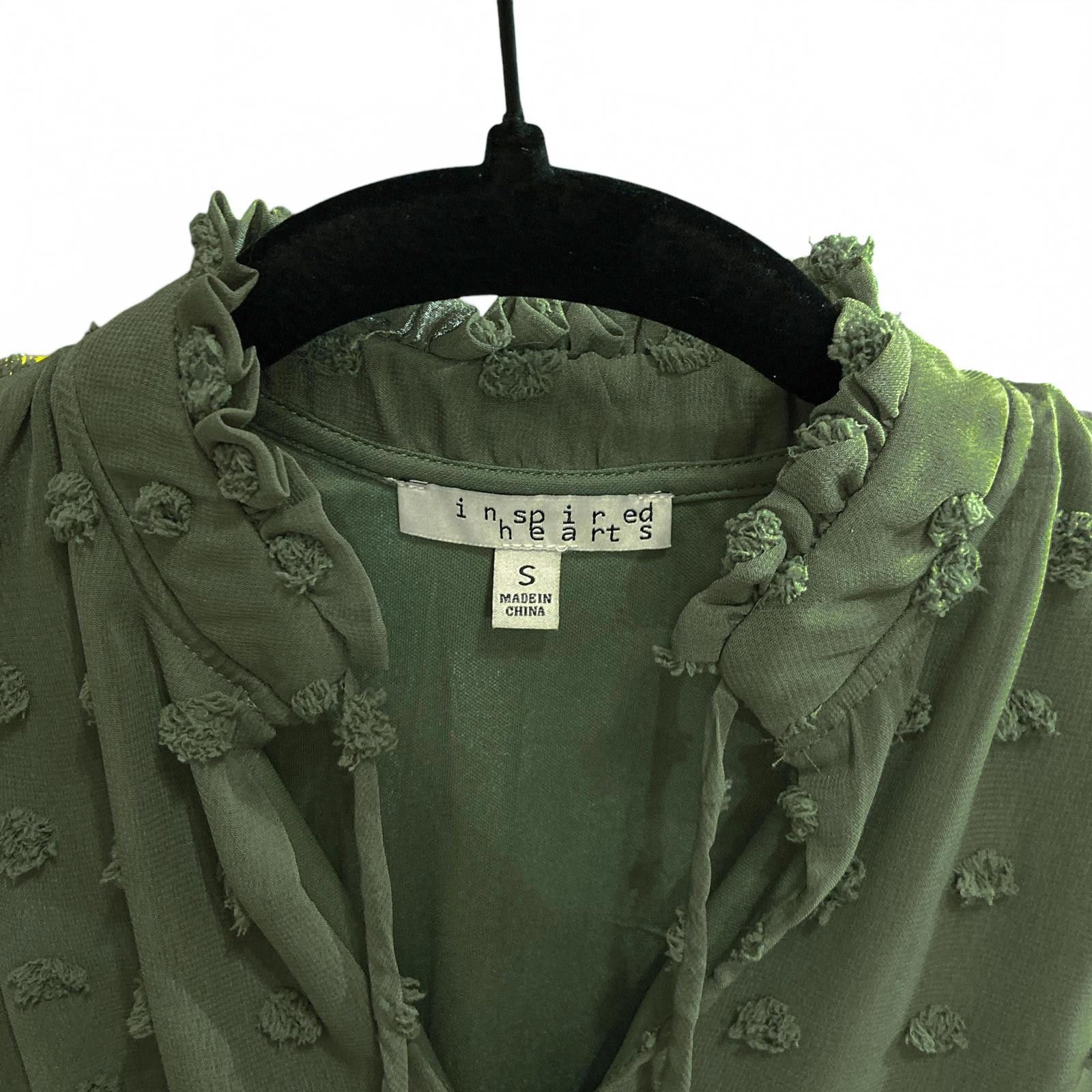 Designer Inspired Hearts Elegant Sleeveless Dress in Olive Green Size S / US 4 / IT 40 - 4 Thumbnail