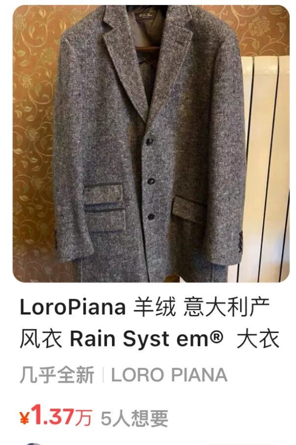 Loro Piana LORO PIANA Gray and blue cashmere blended coat with human Size US XL / EU 56 / 4 - 7 Thumbnail