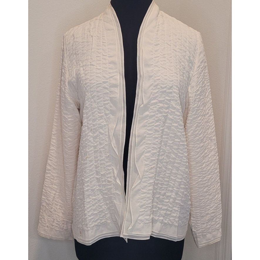 Eileen Fisher Eileen Fisher Silk Quilted Open Front Jacket – Ivory – M Size M / US 6-8 / IT 42-44 - 1 Thumbnail