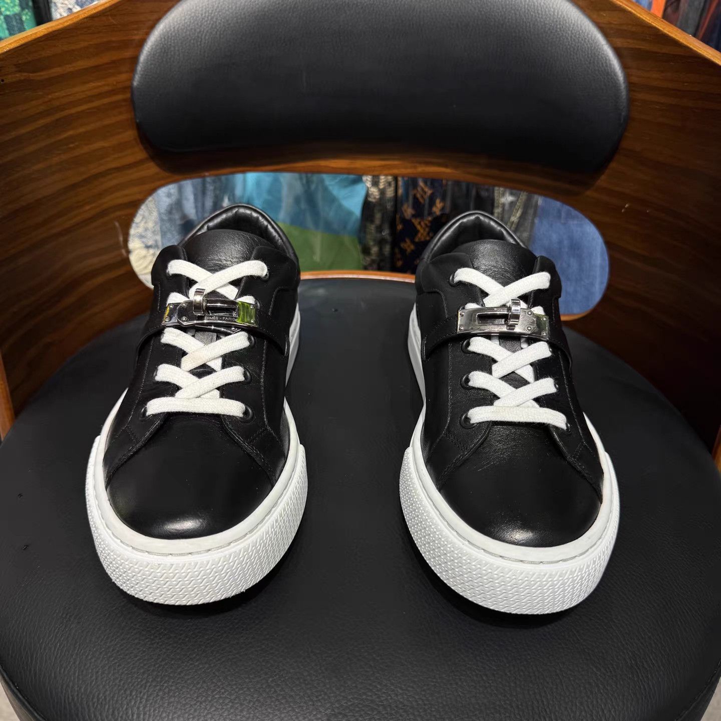 Hermes Hermes Day Calfskin Sneakers with Silver Buckle K15 Size US 7 / IT 37 - 2 Thumbnail