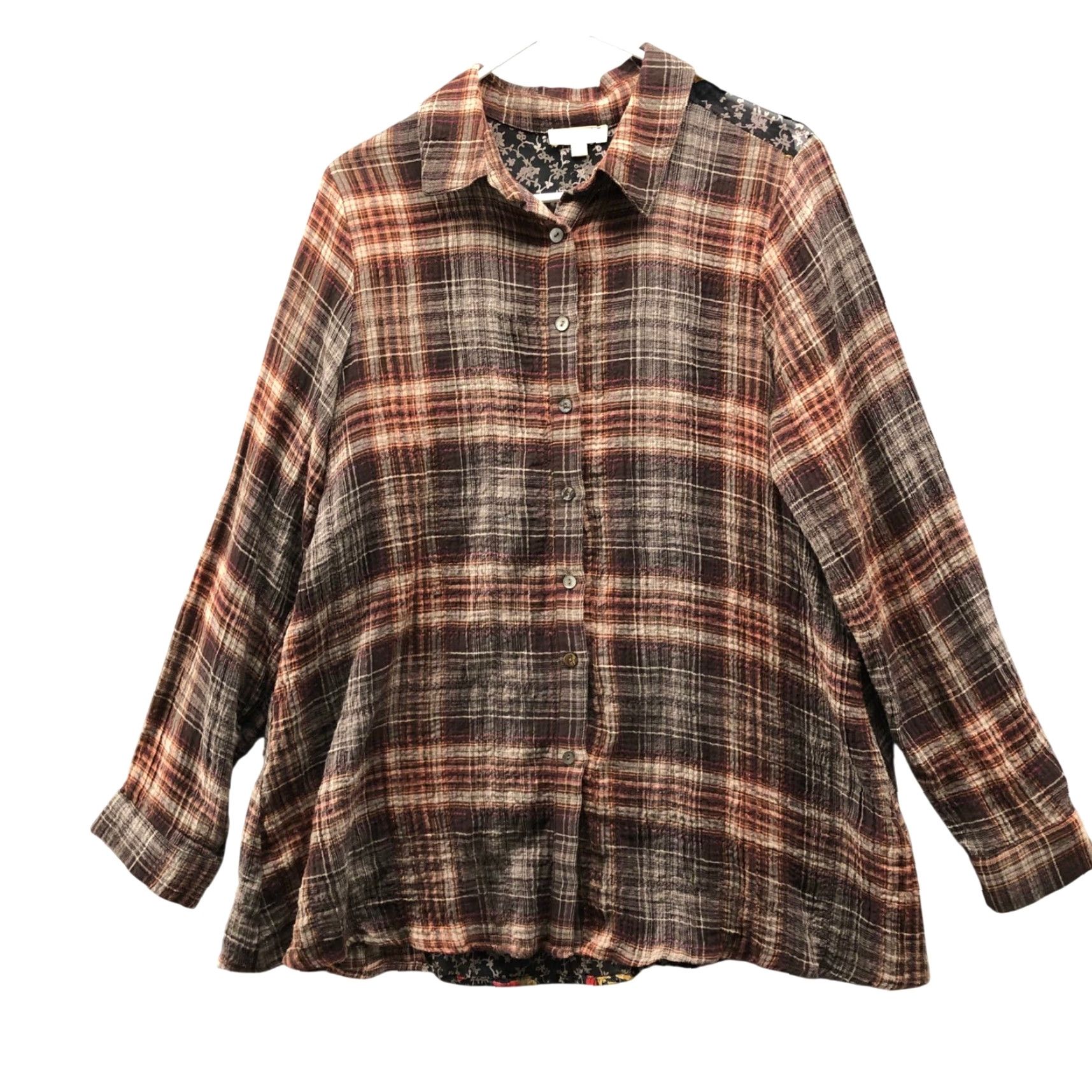 Vintage **Oddi Plaid Button Down Shirt Women's Long Sleeve Brown L** User: **Oddi Plaid Button Down Shirt Women's Long Sleeve Brown Size L** Size L / US 10 / IT 46 - 2 Thumbnail