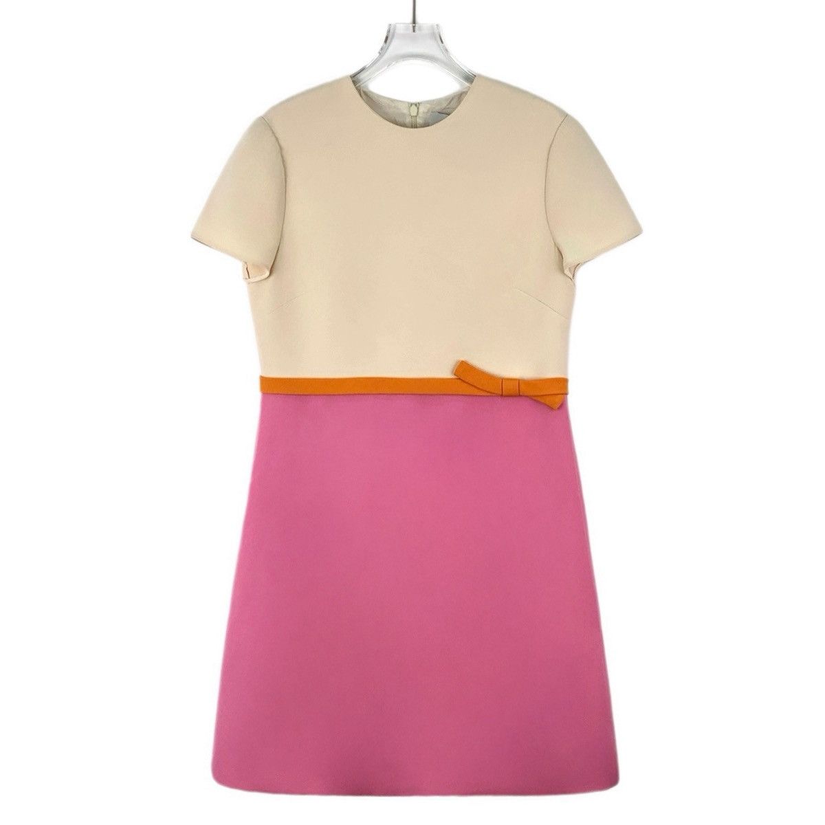 Valentino Valentino Color-blocked Bow Wool Short Sleeve Dress K26WX Size XL / US 12-14 / IT 48-50 - 1 Thumbnail