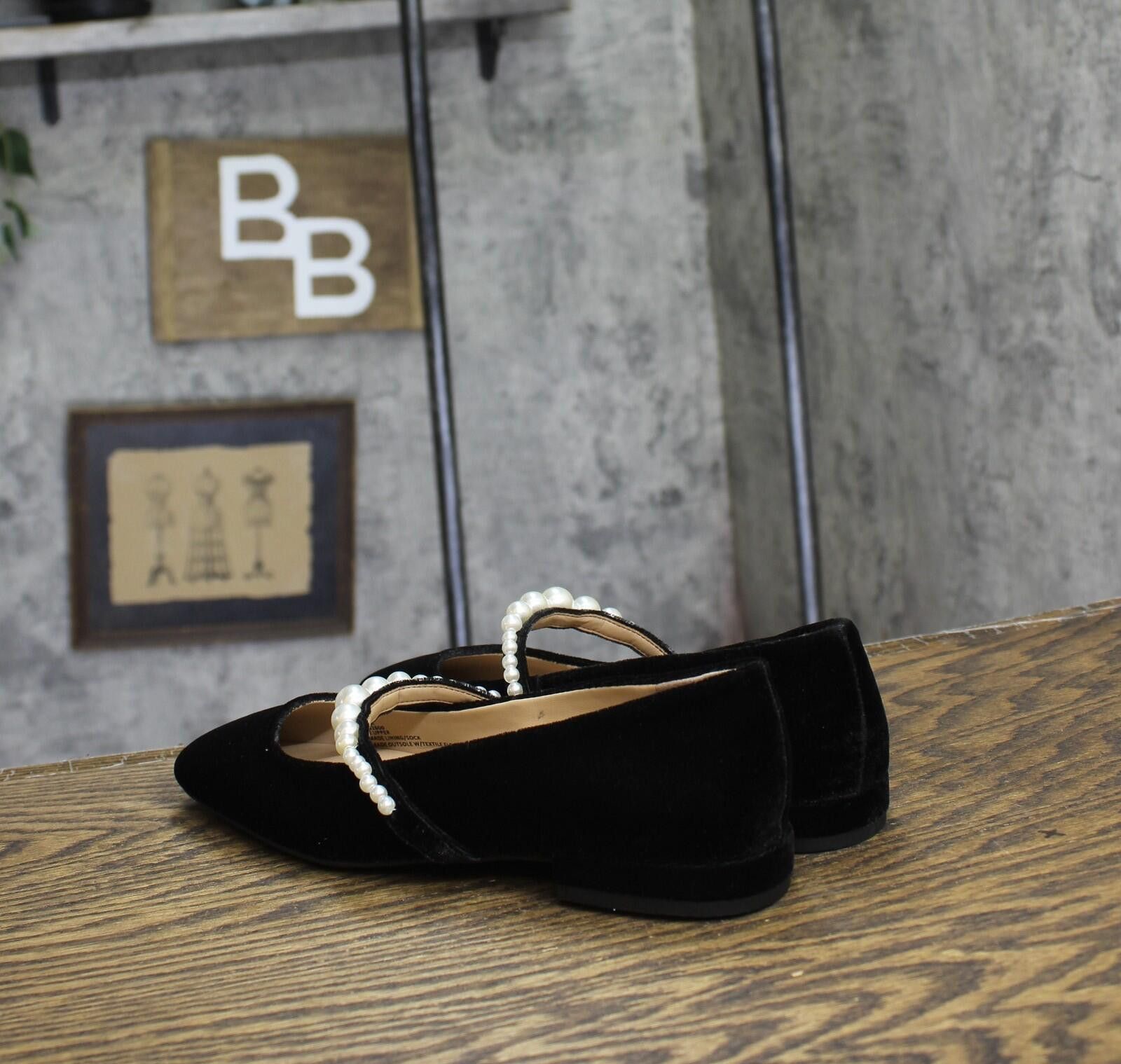 Other Nwt On 34th Mary-jane Flats 10019682600 Black Velvet 5.5m Size US 5.5 / IT 35.5 - 2 Thumbnail