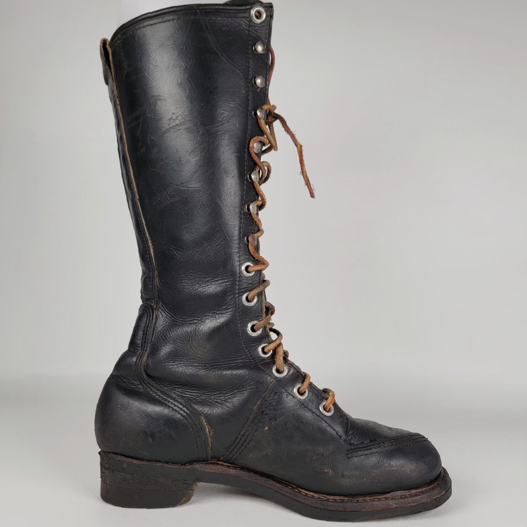 Vintage VINTAGE Good Year Welted Tall Boots Men 9 M Black Logger Sieberling Soles Size US 9 / EU 42 - 6 Thumbnail
