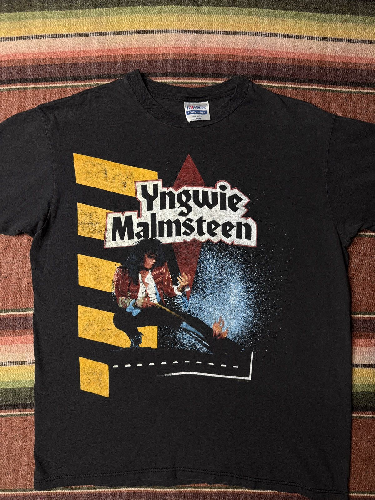 Band Tees × Vintage Vintage 1980's Yngwie Malmsteen Band Tee Shirt Size US L / EU 52-54 / 3 - 1 Thumbnail