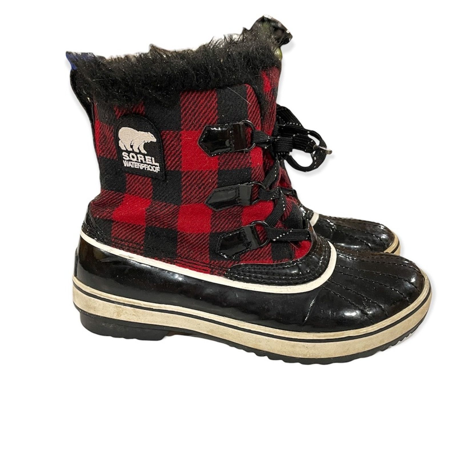 Sorel Out N About Red Buffalo Plaid Winter Rain Duck Boots