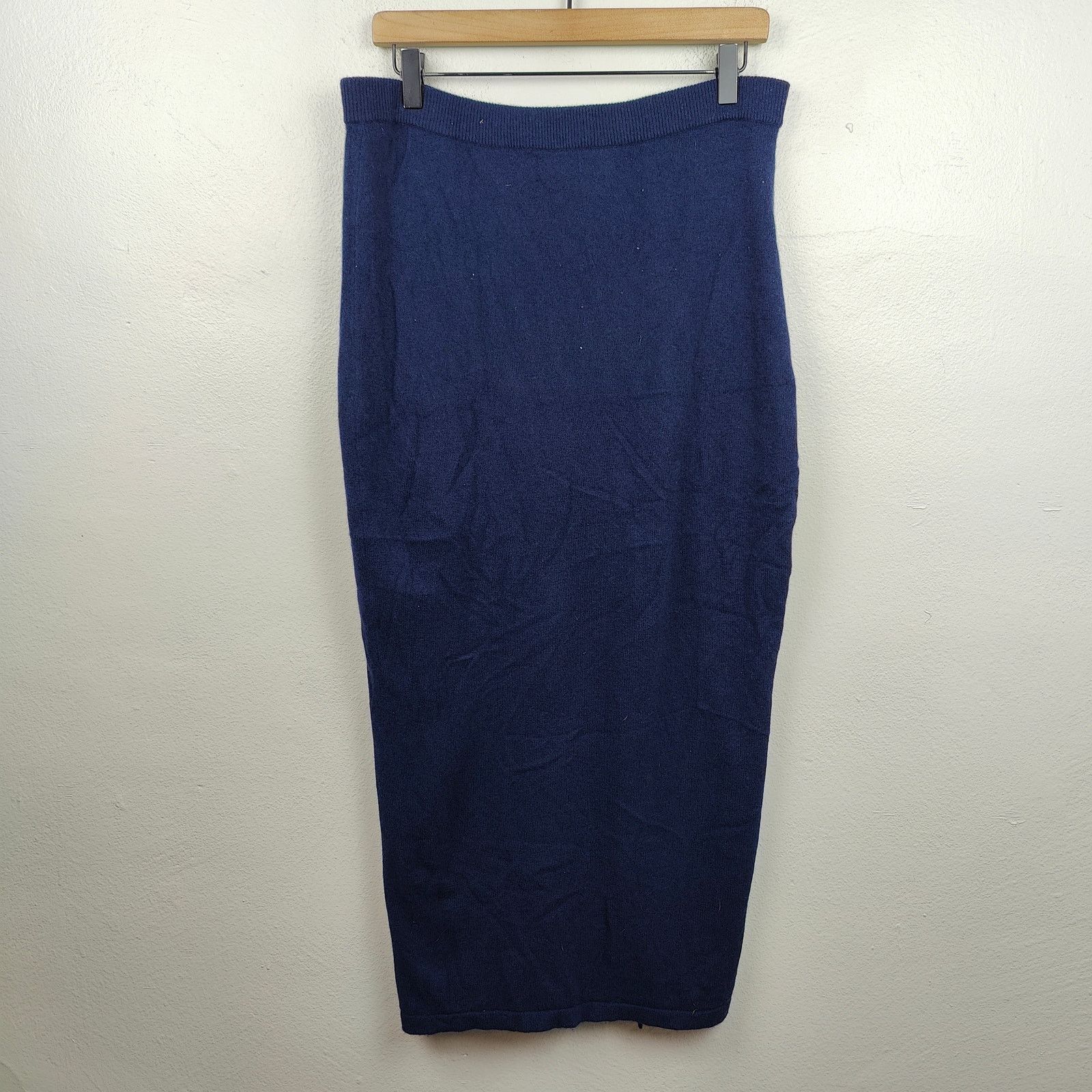 Other Vintage William Kasper Cashmere Maxi Skirt Medium Navy Blue Size 29" - 4 Thumbnail