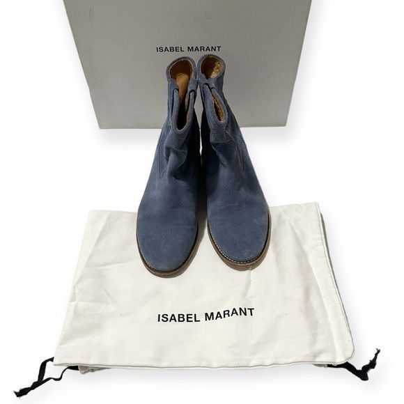 Isabel Marant Isabel Marant Crisi Ankle Boots in Light Blue Suede, Size 36 Size US 6 / IT 36 - 11 Thumbnail