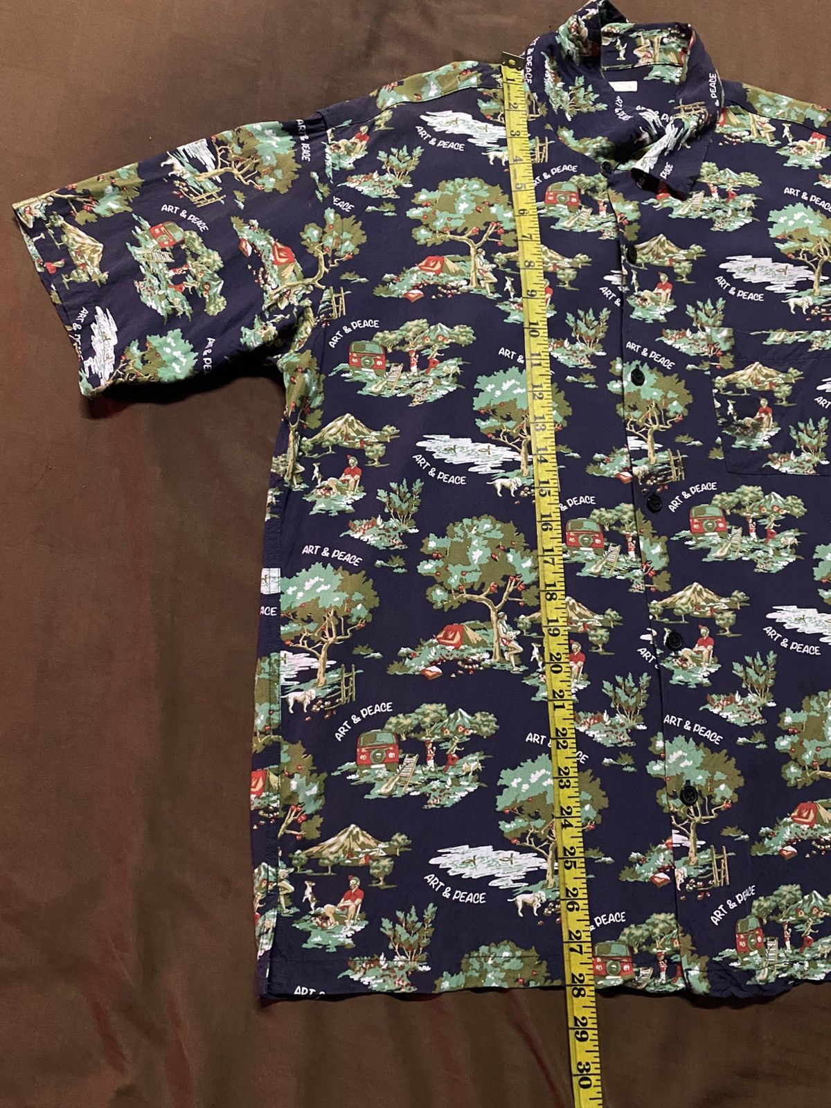 GU GU Art & Peace Open Collar Rayon Shirt Size US L / EU 52-54 / 3 - 10 Thumbnail