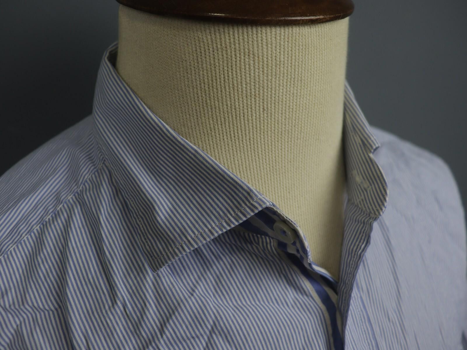 Designer Hackett London Blue Striped Button Up Shirt Size 2XL Size US XXL / EU 58 / 5 - 5 Thumbnail