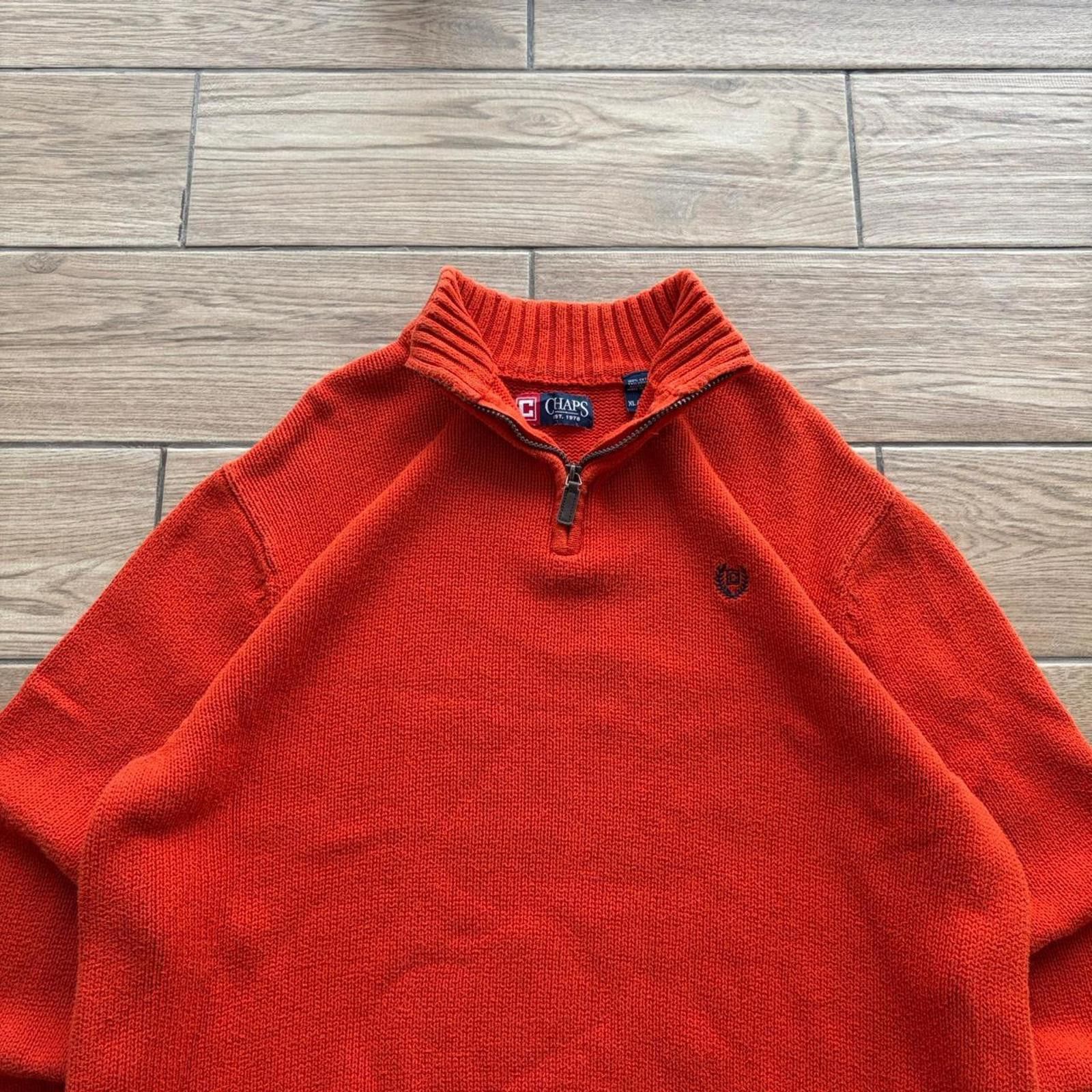 Chaps Vintage Orange Chaps Knit Quarter Zip Sweater Size US XL / EU 56 / 4 - 5 Thumbnail