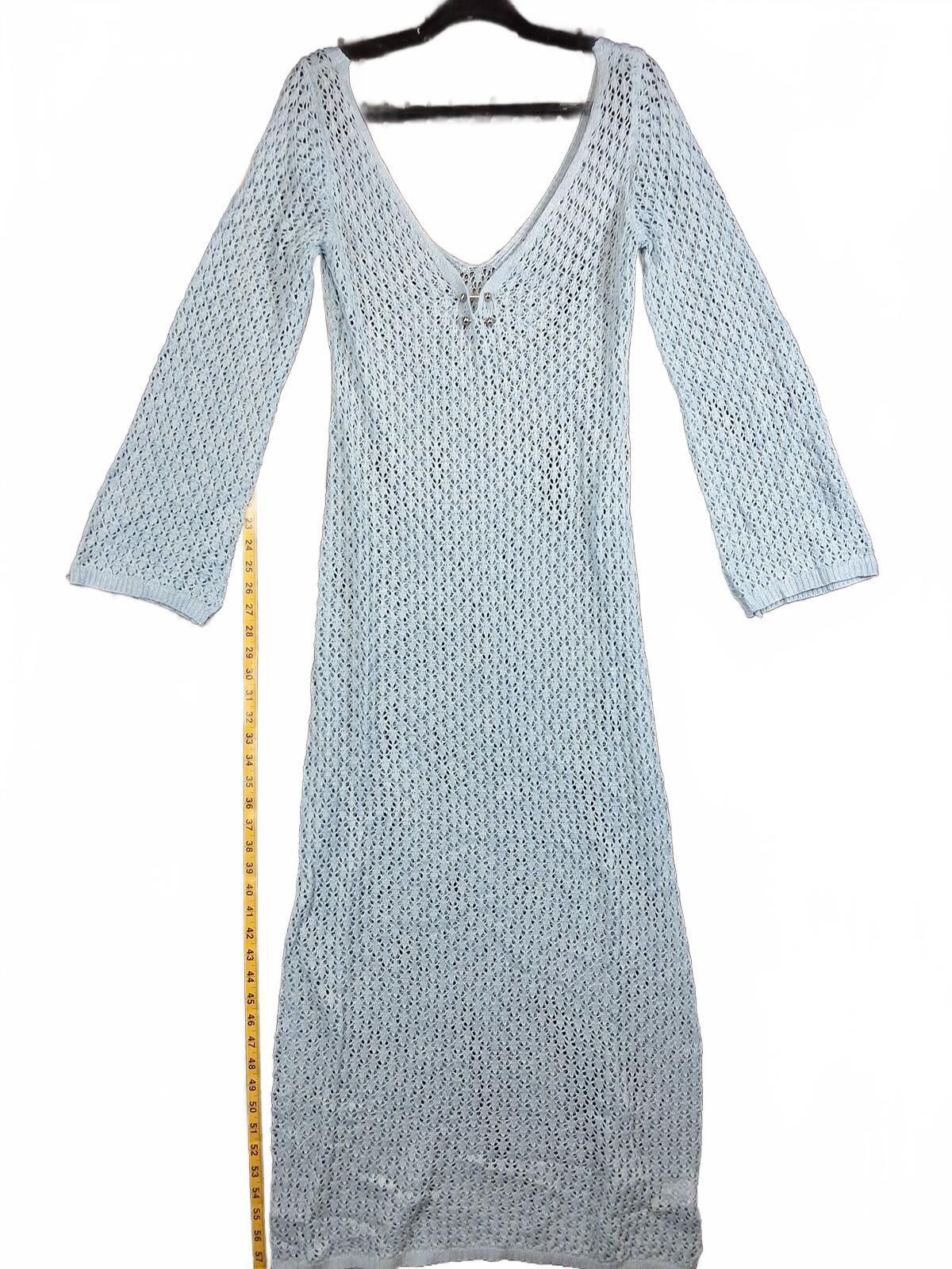 The Unbranded Brand Elegant Light Blue Knit Maxi Dress with Button Detail Large Size L / US 10 / IT 46 - 1 Thumbnail