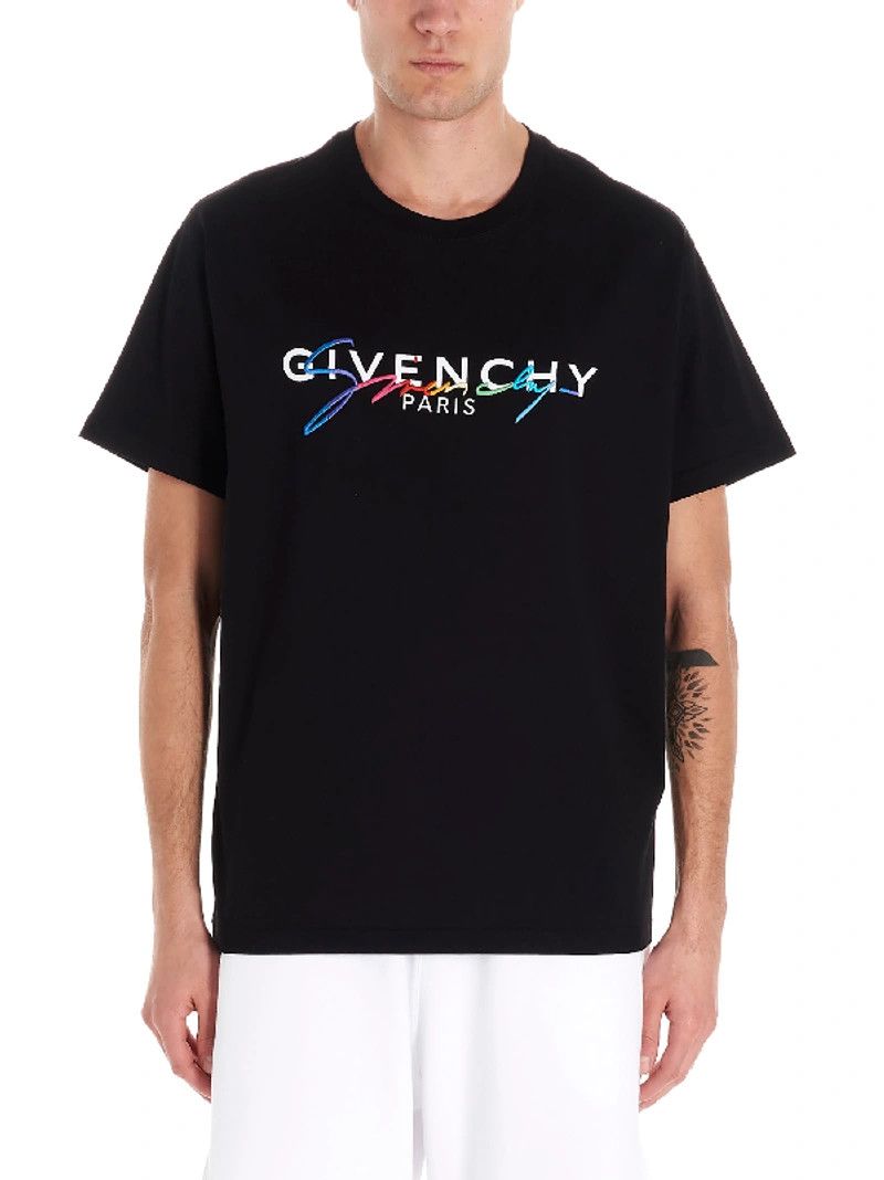 Givenchy Black Rainbow Signature Logo T-Shirt Size US M / EU 48-50 / 2 - 2 Thumbnail