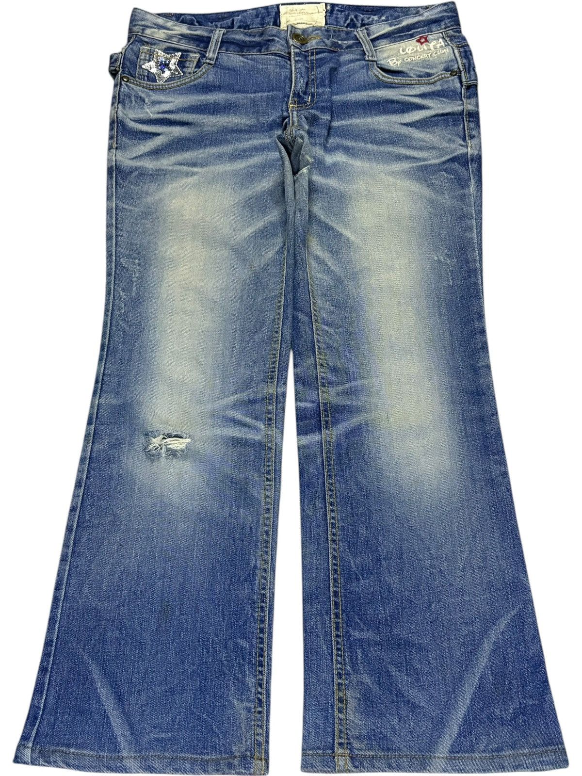Vintage Japanese Brand Mud Wash Distressed Flare Jeans