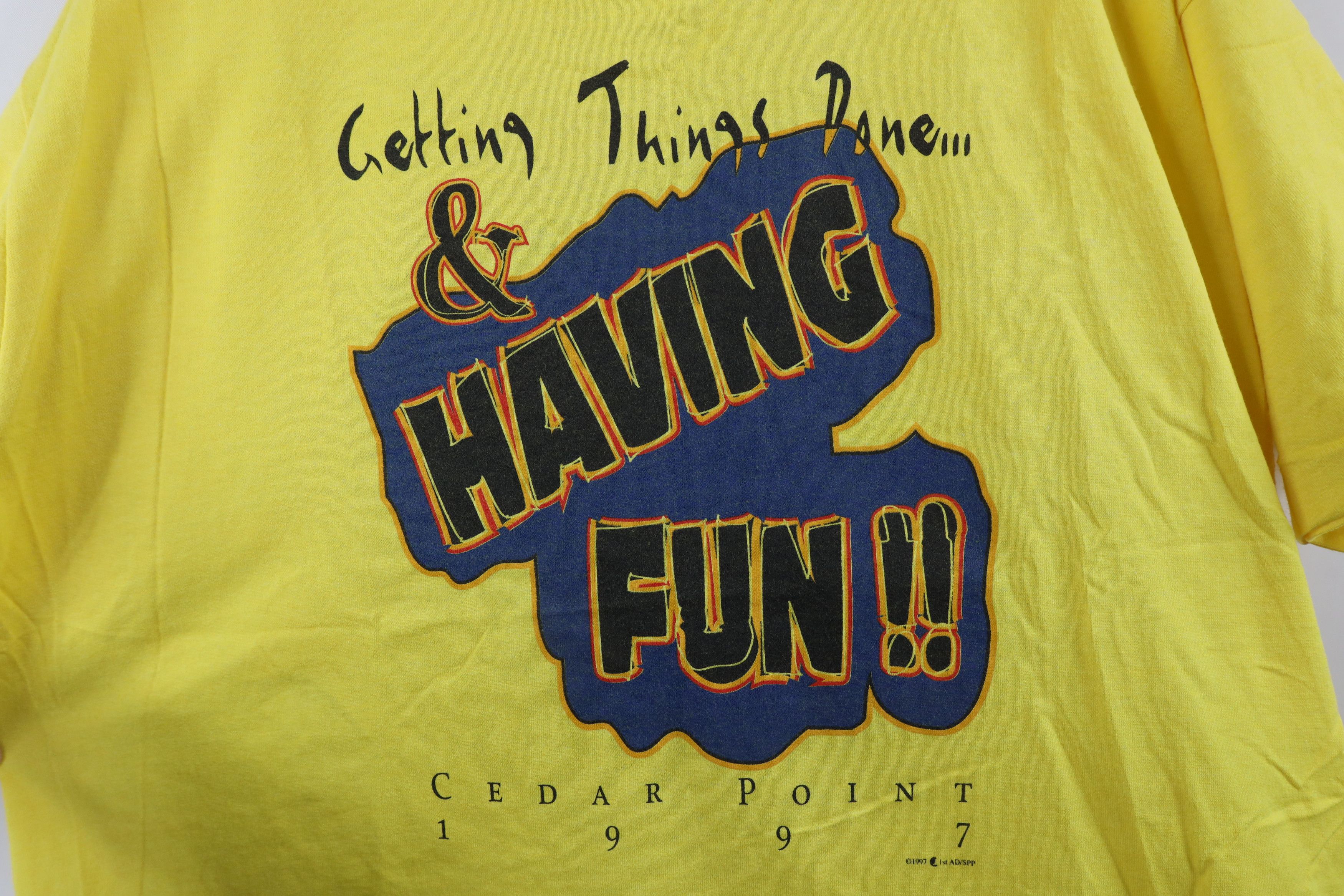 Vintage Vintage 90s Coaster Amusement Park Cedar Point T-Shirt USA Size US XL / EU 56 / 4 - 4 Thumbnail