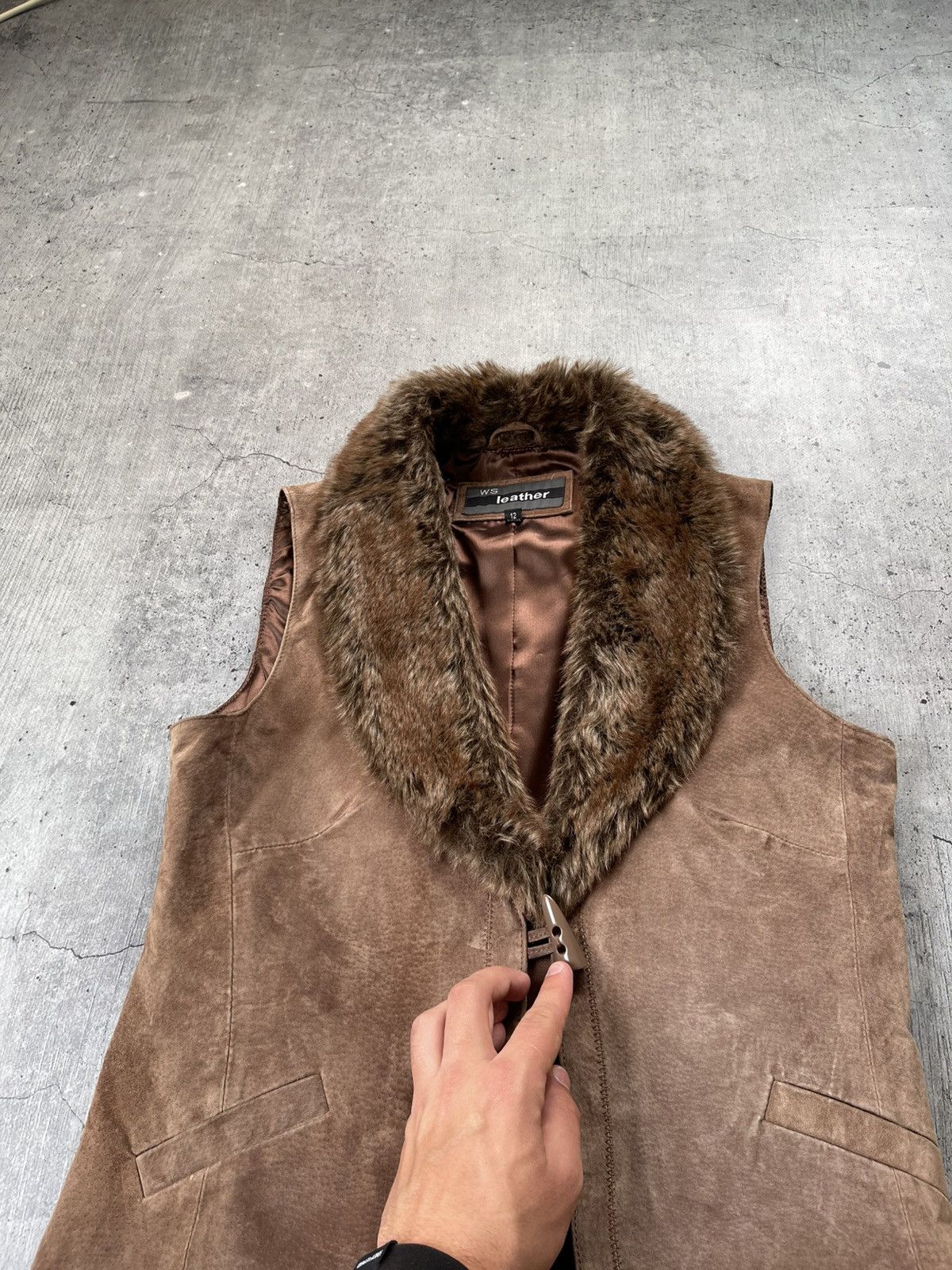 Genuine Leather × Sears × Vintage VINTAGE Y2K LEATHER FUR VEST Size US XS / EU 42 / 0 - 3 Thumbnail