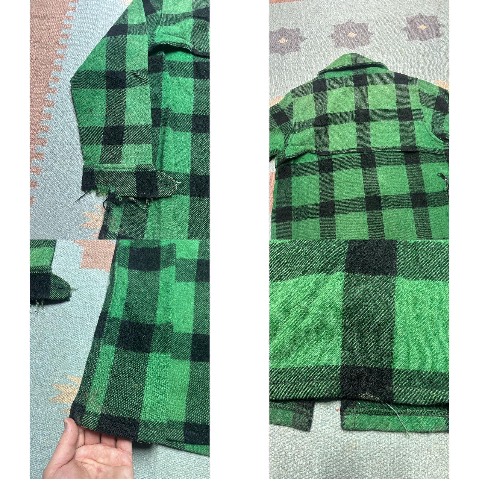 Vintage VINTAGE LL Bean Wool Cruiser Jacket Green Buffalo Plaid Distressed Cape Lg Mens 80s Hunting Jacket Size US L / EU 52-54 / 3 - 9 Thumbnail