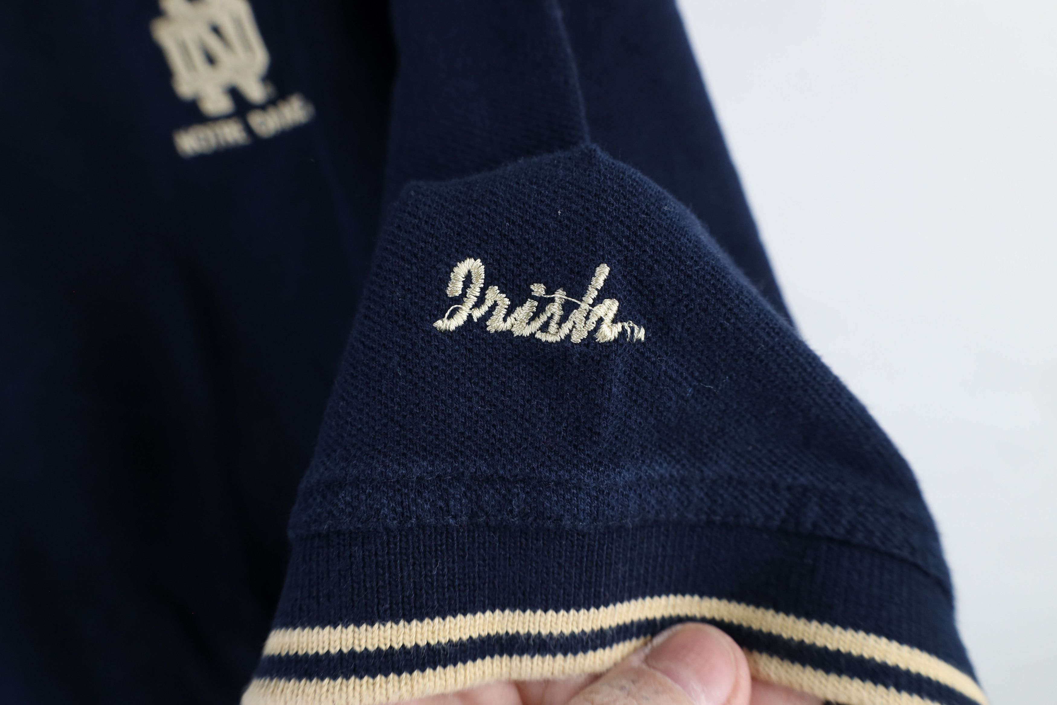 Vintage Vintage 90s Faded Notre Dame University Polo Shirt Blue Size US XXL / EU 58 / 5 - 4 Thumbnail