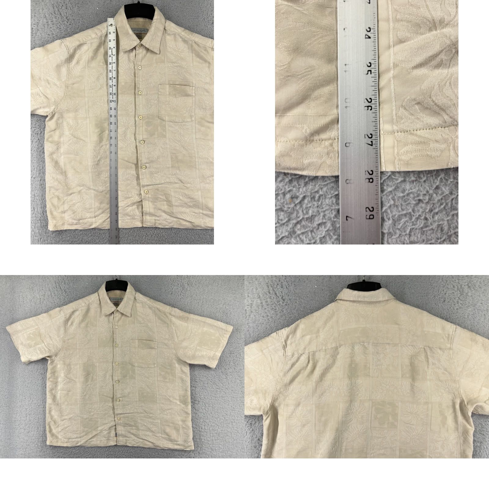 Quiksilver Quiksilver Shirt Mens XL Beige Floral Tile Button Up Rayon - Hawaiian, Floral, Short Sleeve, Button-Up, Regular Fit, Men Size US XL / EU 56 / 4 - 9 Thumbnail