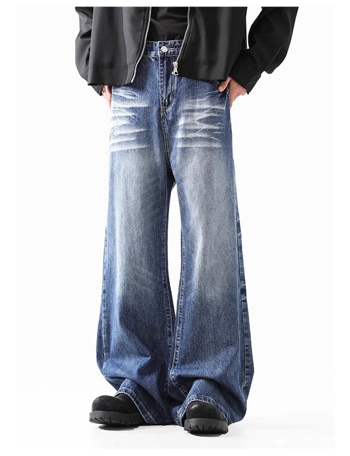 Japanese Brand Wide-Leg Washed Denim Jeans Size US 32 / EU 48 - 3 Thumbnail