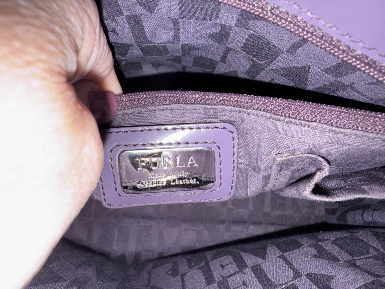 Furla Furla Purple Leather Structured Tote Satchel Bag Size ONE SIZE - 5 Thumbnail